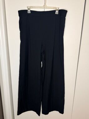 Ann Taylor Black Wide-Leg Pull-On Pants